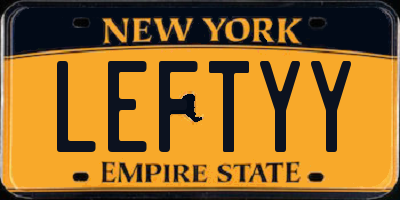 NY license plate LEFTYY