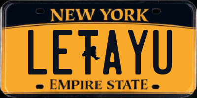 NY license plate LETAYU