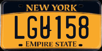 NY license plate LGU158