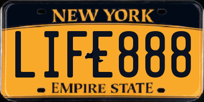 NY license plate LIFE888