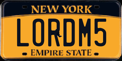 NY license plate LORDM5