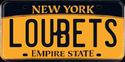 NY license plate LOUBETS