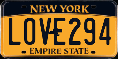 NY license plate LOVE294