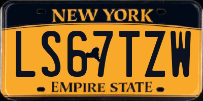 NY license plate LS67TZW