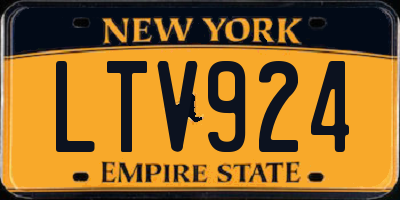 NY license plate LTV924