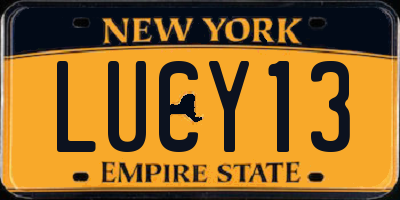 NY license plate LUCY13