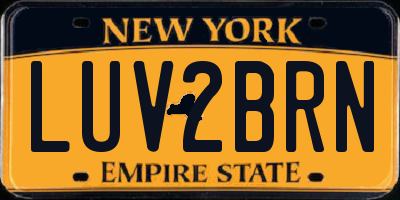 NY license plate LUV2BRN