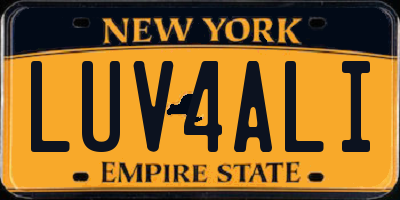 NY license plate LUV4ALI