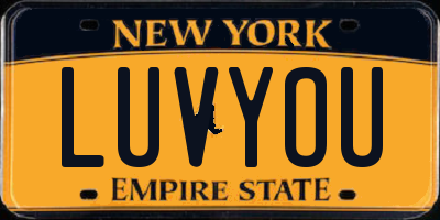 NY license plate LUVYOU