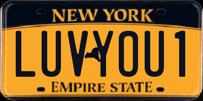 NY license plate LUVYOU1