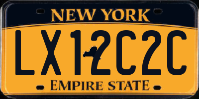 NY license plate LX12C2C