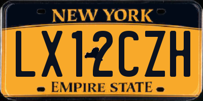 NY license plate LX12CZH