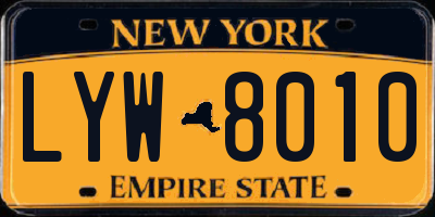 NY license plate LYW8010