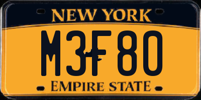 NY license plate M3F80