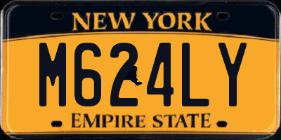 NY license plate M624LY