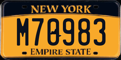 NY license plate M70983