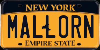 NY license plate MALLORN