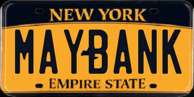 NY license plate MAYBANK