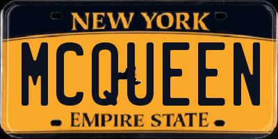 NY license plate MCQUEEN