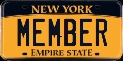 NY license plate MEMBER