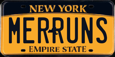 NY license plate MERRUNS