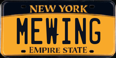 NY license plate MEWING