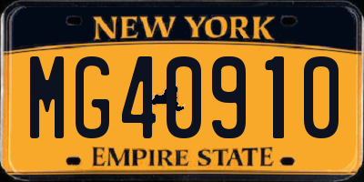 NY license plate MG40910