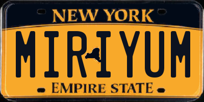 NY license plate MIRIYUM