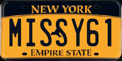 NY license plate MISSY61