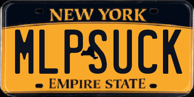 NY license plate MLPSUCK