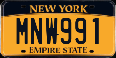 NY license plate MNW991