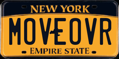 NY license plate MOVEOVR