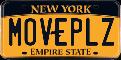 NY license plate MOVEPLZ