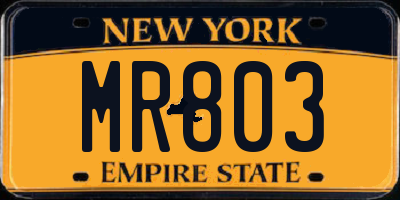 NY license plate MR803