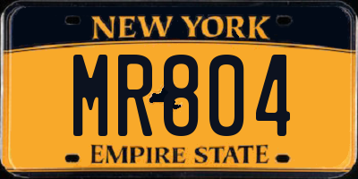 NY license plate MR804