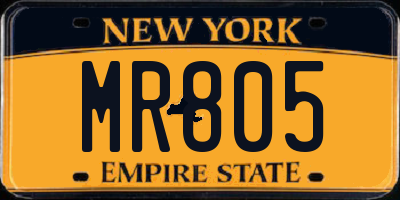 NY license plate MR805