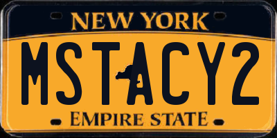 NY license plate MSTACY2