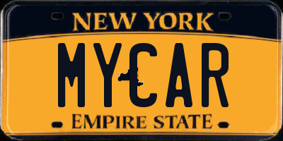 NY license plate MYCAR