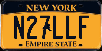 NY license plate N27LLF