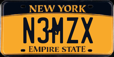 NY license plate N3MZX