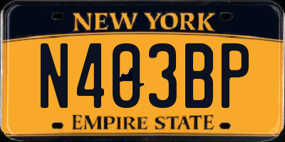 NY license plate N403BP