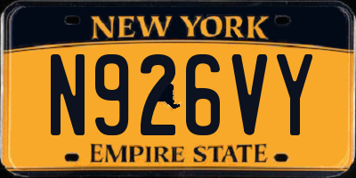 NY license plate N926VY