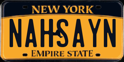 NY license plate NAHSAYN