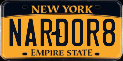 NY license plate NARDOR8