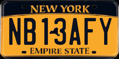 NY license plate NB13AFY