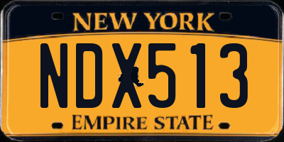 NY license plate NDX513