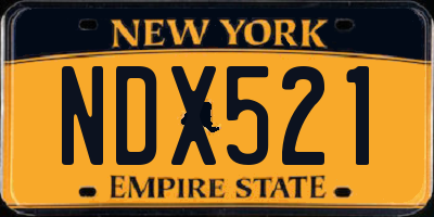 NY license plate NDX521