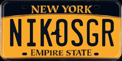 NY license plate NIKOSGR