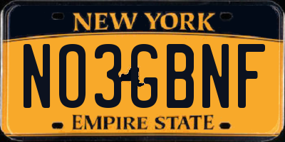 NY license plate NO3GBNF