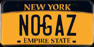 NY license plate NOGAZ